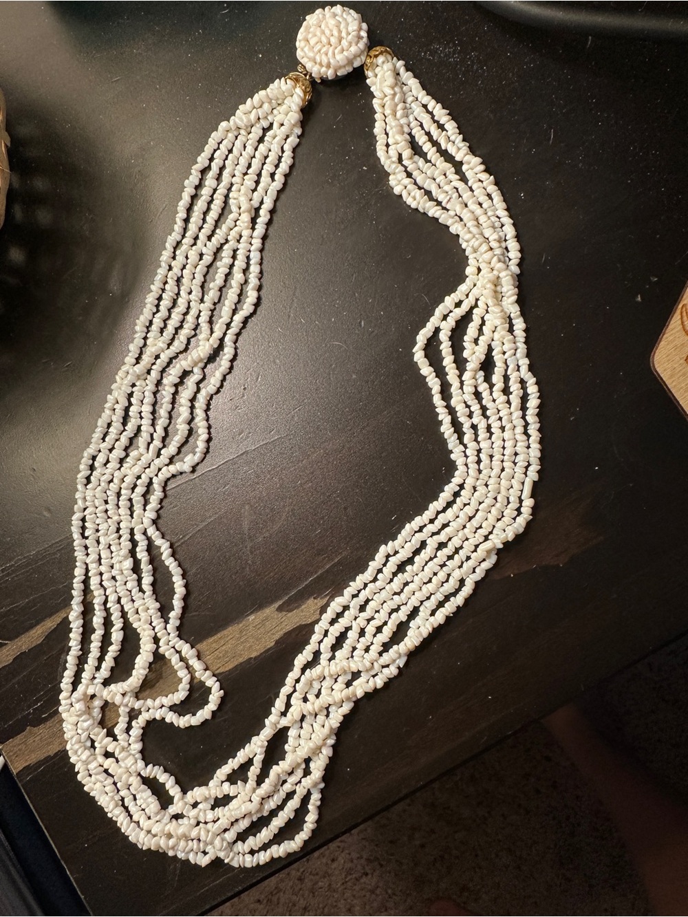 Vintage 1950s or 60s Multi-Strand White Beaded Statement Necklace